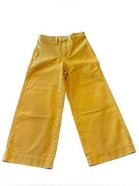 MADEWELL Emmett Slim Wide-Leg Cropped Pants in Mustard Yellow, Size 26.